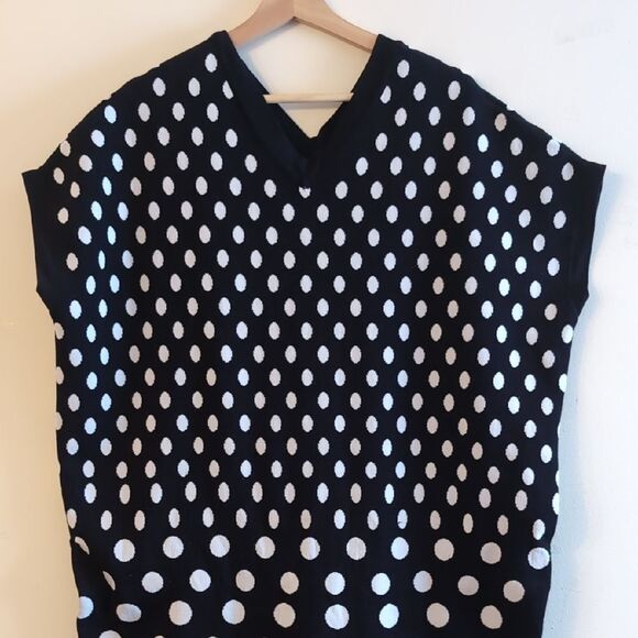 Leem Oversized Black and White Gradient Polka Dot Sweater Maxi Dress Size large - Picture 3 of 11